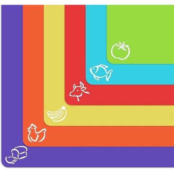 Extra Thick Flexible Plastic Cutting Board Mats with Food Icons & EZ-Grip - Picture 7 of 14